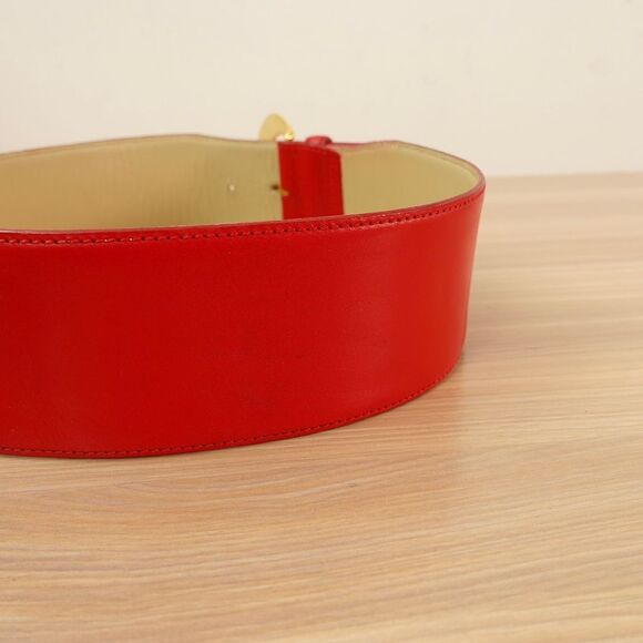 VALENTINO GARAVANI Belt Women 65 26 XS‎ Red Wide Leather Gold Buckle Chunky Wide main image 12